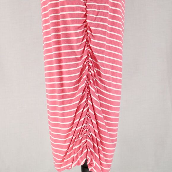 Joules Dress Womens 10 Pink White Stripe Cotton Stretch Knit Blouson V-neck - Picture 12 of 14